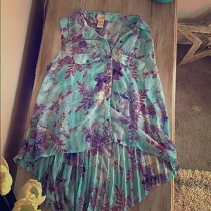 Floral high low tank top